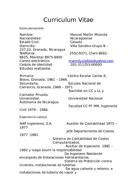 Doc Curriculum Vitae Datos Personales Martín Miranda