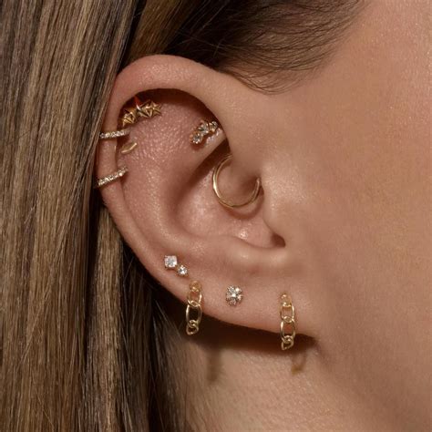 Half Chain Huggies Stone And Strand Earings Piercings Minimalist