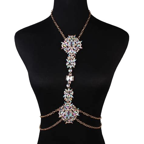 Fashion Sexy Women Body Chain Charm Exaggerated Luxury Crystal Waist Chain Statement Jewelry For