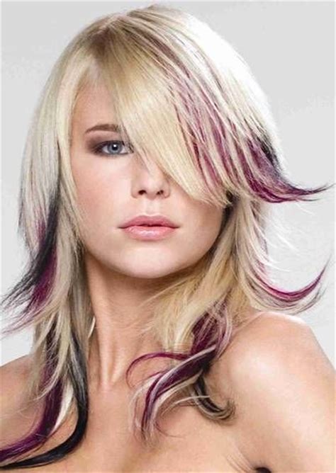 Getting them along with lowlights and highlights is also a cool if you love experimenting, then you can try a darker shade for roots and a completely different color for lowlights, like violet or burgundy. blonde and plum lowlights | hairstyles | Pinterest | My ...