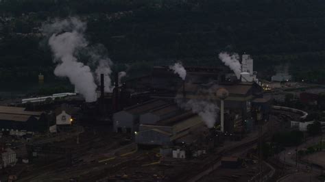 4k Stock Footage Aerial Video Of Smoke Rising From The Us Steel Mon