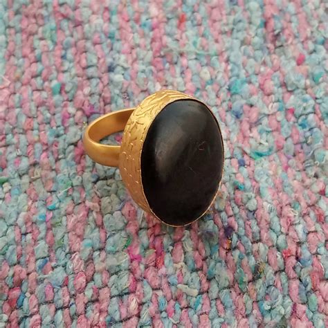 Black Onyx Gemstone Ring Oval Shape Ring Bezel Set Ring Etsy