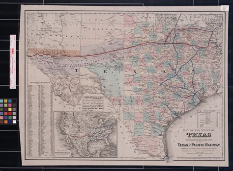 Railroadiana Maps Map Of The State Of Texas Showing The Line And
