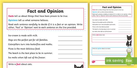 Fact And Opinion Worksheet Year 1 Teacher Made