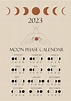 calendario de fases lunares 2023 con una línea de chicas. luna gibosa ...