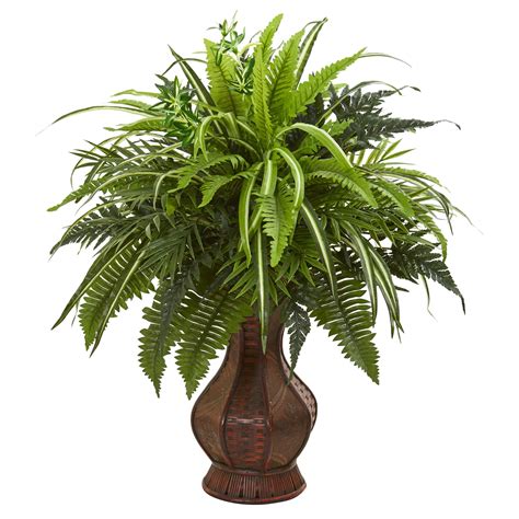 Nearly Natural 26in Mixed Greens And Fern Artificial Plant In
