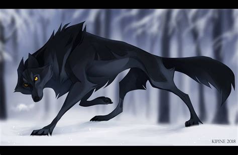 Black Wolf By Kipine On Deviantart Black Wolf Anime Wolf Drawing