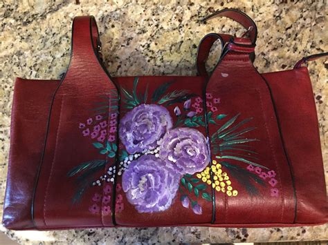 I Revived This Old Leather Bag By Painting Flowers On It This Is An