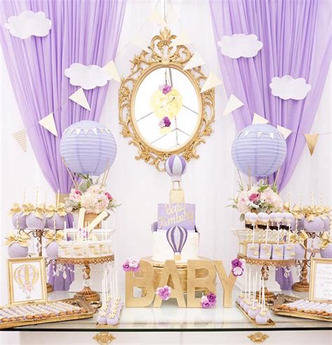 Kara S Party Ideas Purple Gold Hot Air Balloon Baby Shower Kara S