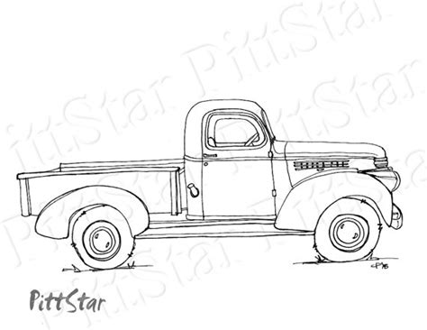 It may vary from above the ears to below the chin. Instant Download Vintage Truck Printable Coloring Page