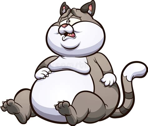 Fat Cartoon Cat Looking Full Stock Vector Illustration Of Gradients