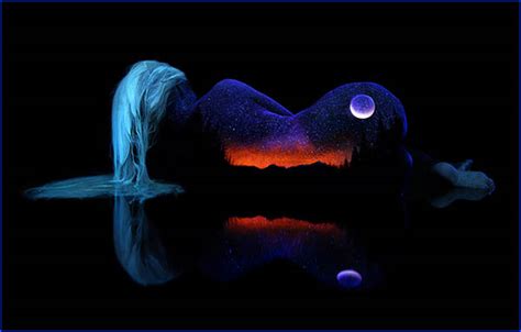 Bodyscape Stunning Landscape Paint On Human Body Which Glow Under