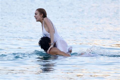 lindsay lohan and egor tarabasov at a beach in mykonos 07 03 2016 hawtcelebs