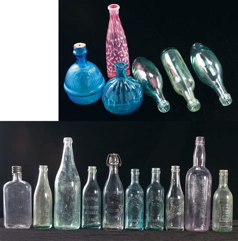 Four Fire Grenades Two Decorative Bottles And Ten Antique Glass Whiskey Beer And Soda Bottles