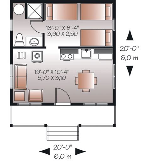 Contemporary style tiny house camper (10 photos in project) ** like the modern look of this tiny house. Cottage Style House Plan - 1 Beds 1.00 Baths 400 Sq/Ft Plan #23-2289