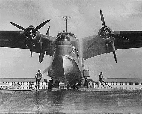 Photo Pbm Mariner Aircraft Being Washed At Naval Air Station Banana