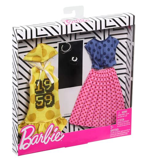 Barbie Clothes 2 Outfits For Barbie Doll Feature Polka Dots On A Yellow Hoodie Dress A Blue