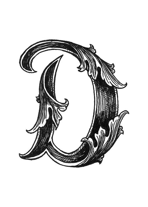 The Letter D In An Old Fashioned Style