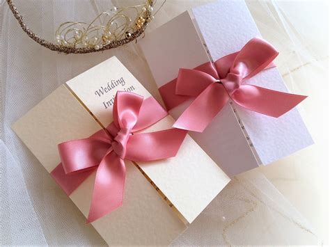 Wedding Invitations With Ribbon From £1 Each With Free Envelopes