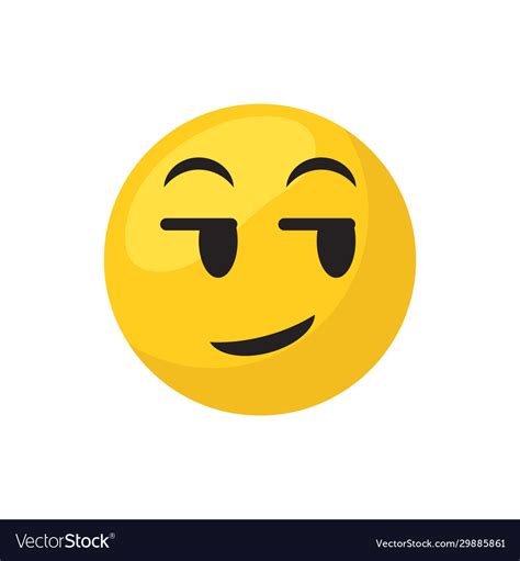Smirk Emoji Face Flat Style Icon Design Royalty Free Vector