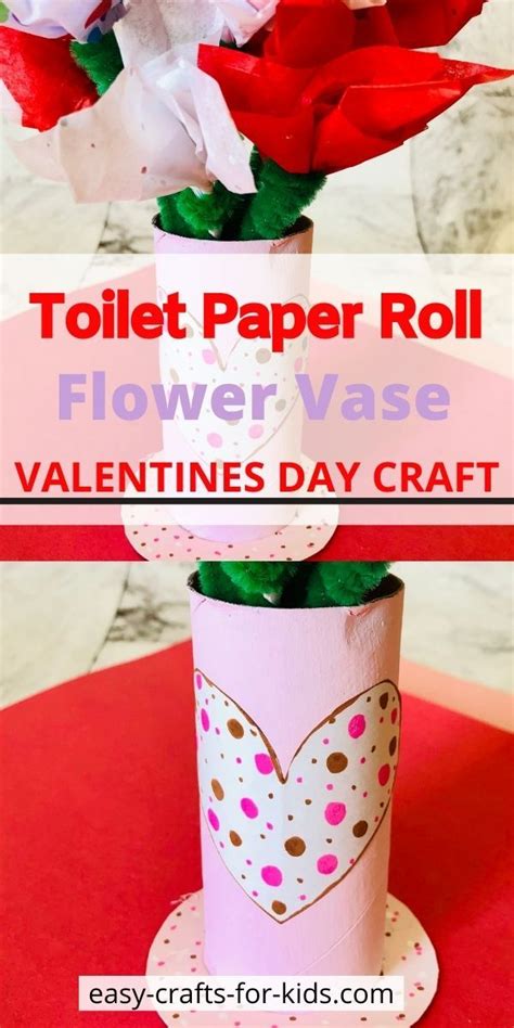 Valentines Day Toilet Paper Roll Flower Vase Valentines Day Crafts