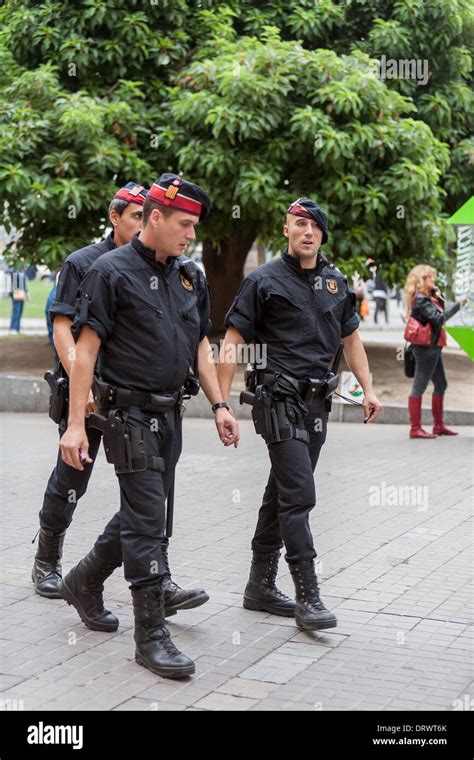Spanish Police On Patrol Barcelona Stock Photo Alamy