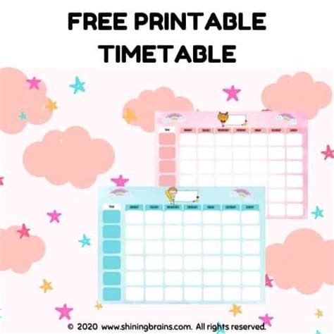Timetable For Kids Weekly Timetable Template Free Printable