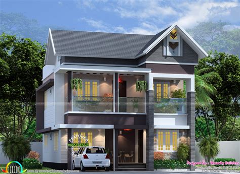 4 Bedroom 1830 Sq Ft Modern Sloped Roof Home Kerala Home Design And