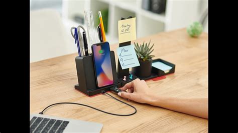 Desktop Organizer With Wireless Charger And Usb Hub Youtube