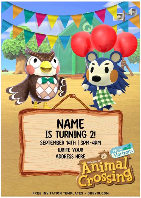 Nice (Free Editable PDF) Funny Animal Crossing Birthday Invitation