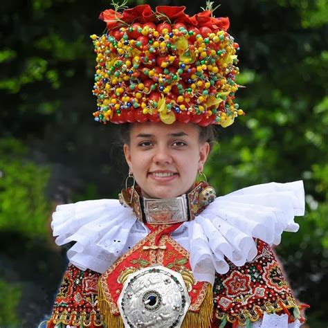 Local Style Traditional Wedding Costume And Headdress Of Europe
