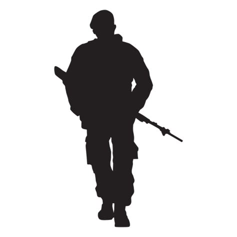 Frontal Walking Soldier With Weapon Silhouette Transparent PNG & SVG Vector png image
