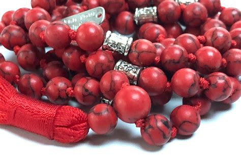 Red Howlite Mala Beads Necklace Gemstone Necklace Mothers Day T