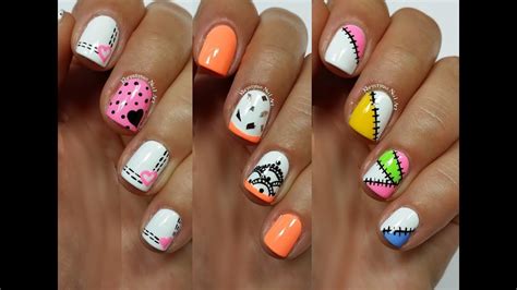 3 Easy Nail Art Designs For Short Nails Freehand 3 Youtube