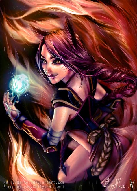 ahri league of legends [fanart] by kelly nantes on deviantart