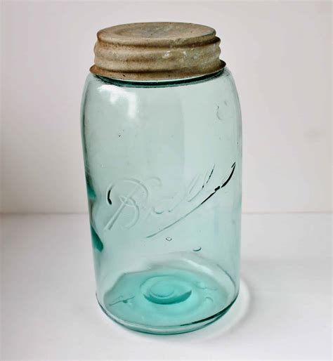 Kitchen Storage Jars And Containers Aqua Blue Vintage Atlas Ball Pint Jar With Canning Jar Lifter