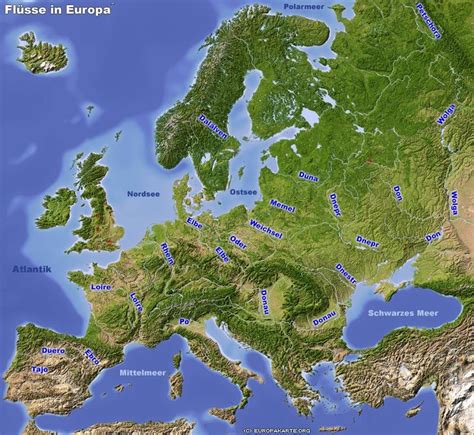 Flüsse In Europa Karte Der Längsten Europäischen Flüsse Langer