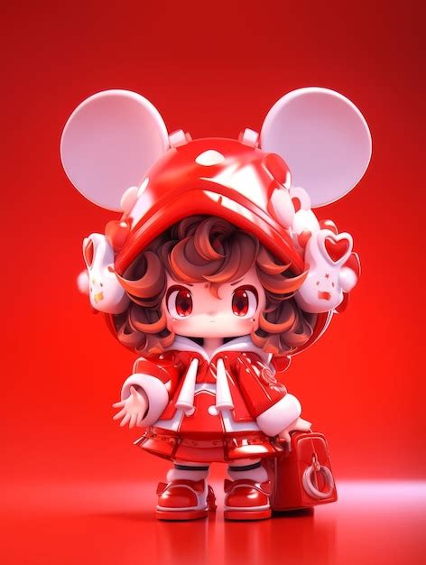 Premium Ai Image Blind Box Toy Super Cute Ip By Pop Mart Girl Wearing Mouse Shape Hat Mechs