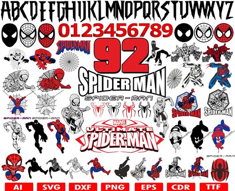 Spider Man Svg Silhouette Bundle Kit Instant Download Visual Arts