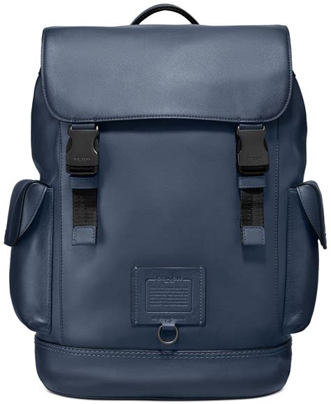 Coach Mens Rivington Leather Backpack Brightblue In 2020 Leather