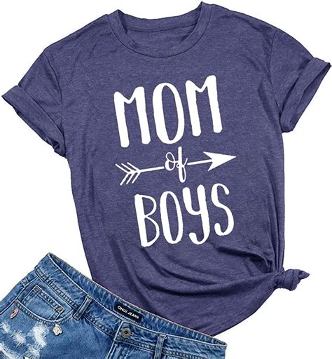 Mom Of Boys Shirts For Women Cute Mom Shirts With Sayings