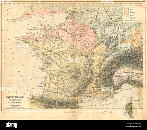 Frankreich Carte Physique De La France 1880 Antike Landkarte