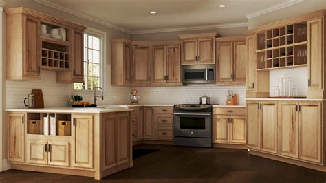 Hampton Wall Kitchen Cabinets In Natural Hickory Kitchen The Home Depot