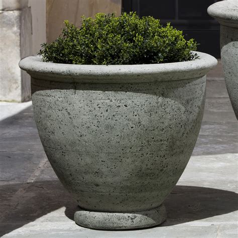 Campania International Large Berkeley Cast Stone Planter Gray Stone