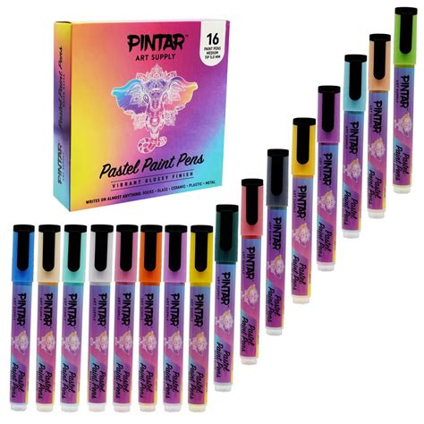 Pintar Art Supply 16 Pack Acrylic Premium Pastel Paint Pens Medium Tip