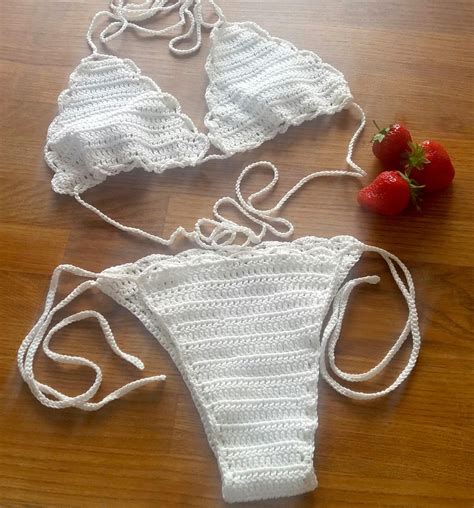 Sexy Crochet Bikini Swimsuit Beachwear Crochet Bathing Suit Bathing Suit For Women Cheeky Bikini