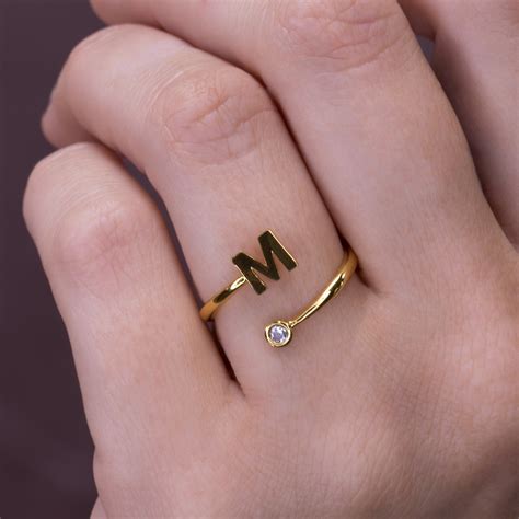 Name Ring Initial Letter Ring Adjustable Alphabet Ring Etsy Uk