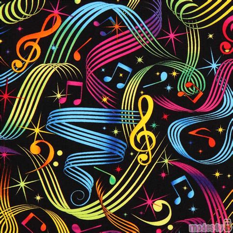 Black Fabric With Colorful Music Note By Timeless