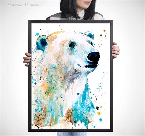 Polar Bear Watercolor Painting Print By Slaveika Aladjova Art Animal