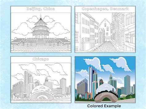 28 Printable Cities Coloring Pages For Adults Etsy